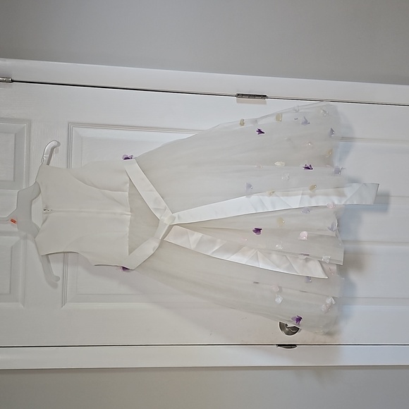 Size 10/12 formal gown with colored flowers attached - Picture 2 of 2